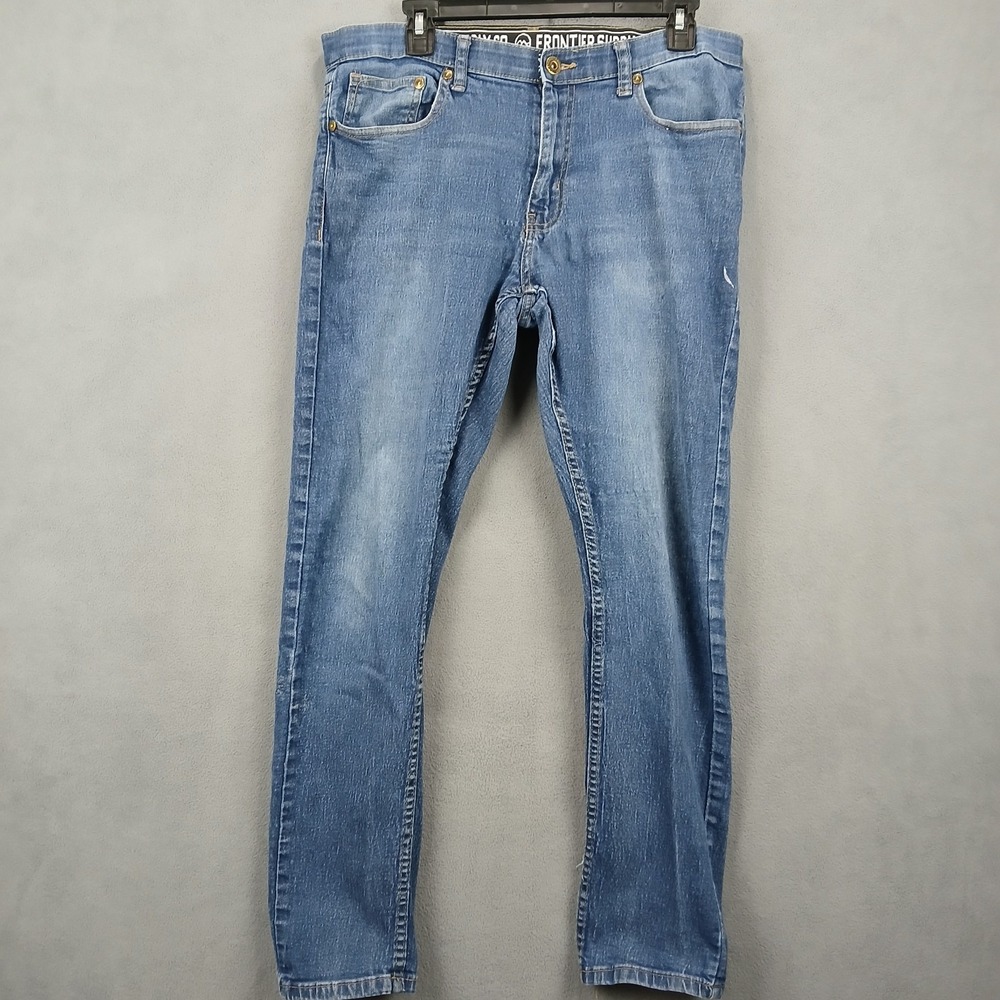 Frontier Supply Co Jeans Mens 34x32 Blue Denim Cotton Low Rise Straight Leg